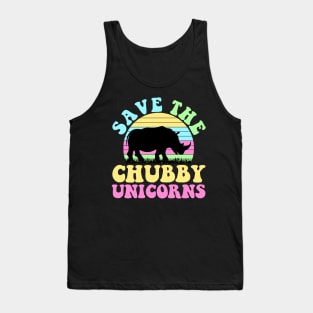 Save The Chubby Unicorns Vintage Funny Rhino Animal Rights Tank Top